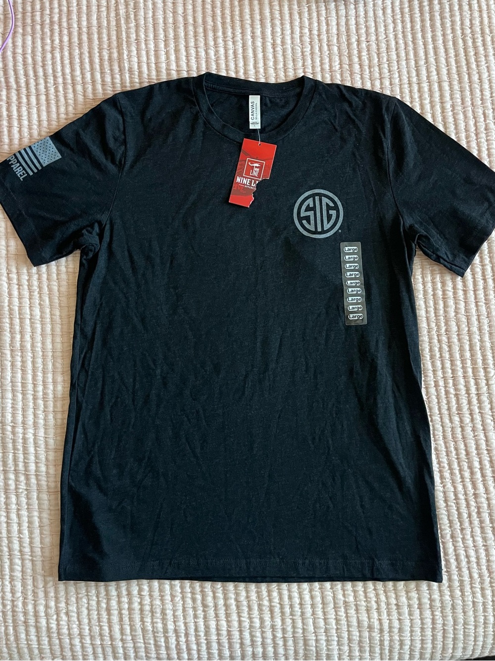 New Nine Line Sig Sauer Black Flag Logo Men's T-Shirt T Shirt Size Large